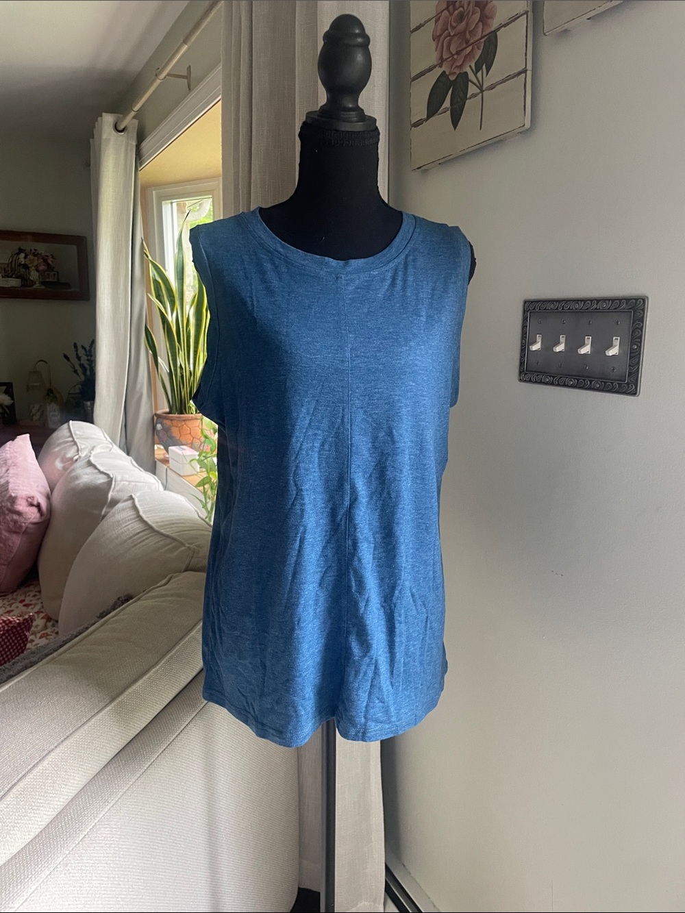 Women's Sleeveless Blue Knit Tank - Everyday Layering Top